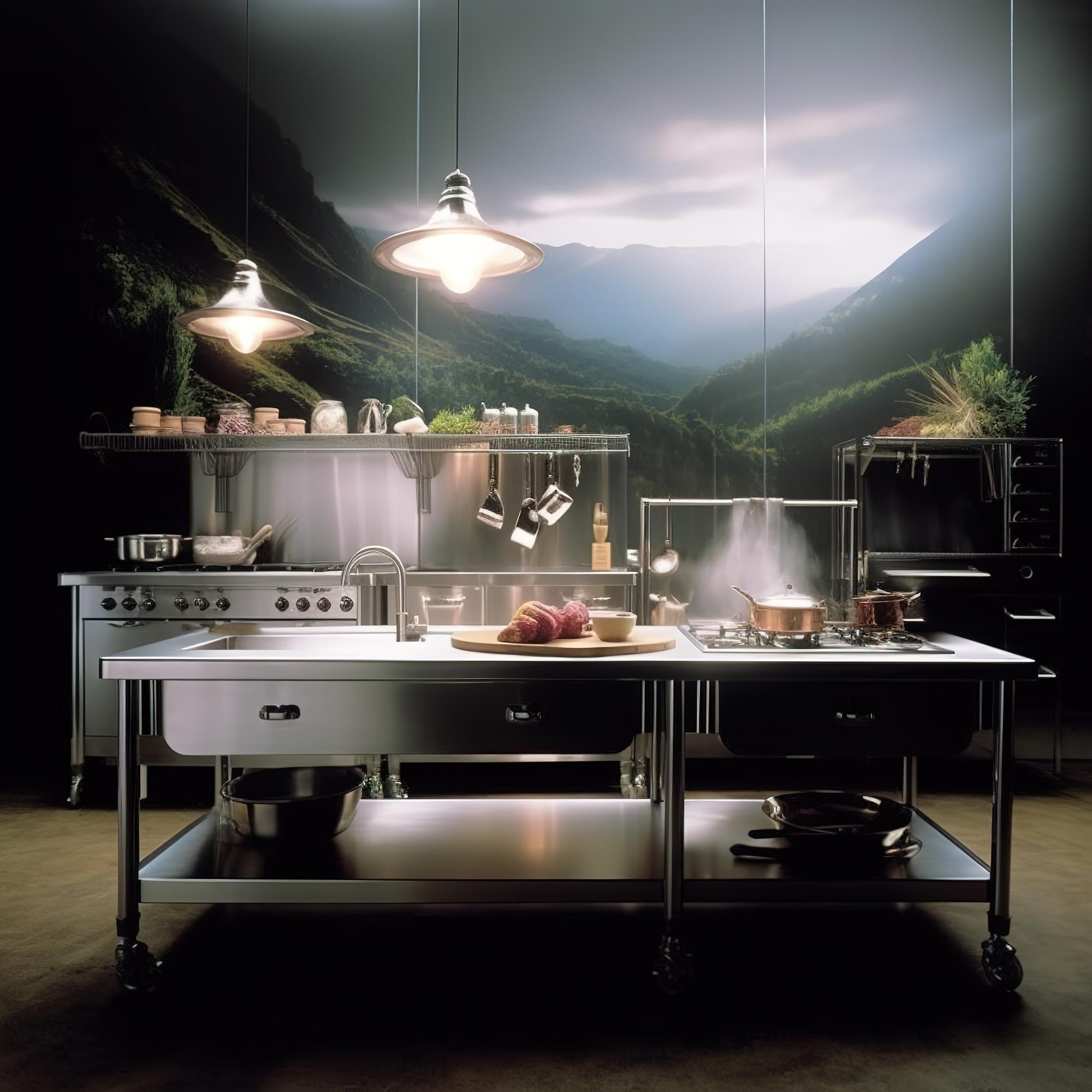 Studio workshop view with chefs and equipment